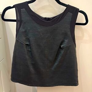 Sam Edelman leather zip back tank with sheer detail